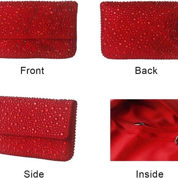 Evening Clutch Purses for Women Ladies Sparkling Wedding Crystal Rhinestone Bag - Picture 4 of 6